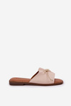 Flat Sandals With Decorative Bow Beige Deonelis