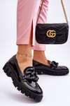 Women's Lacquered Platform Loafers Black Bennett