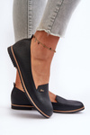 Women's Black Flat Heel Loafers Enzla