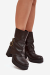 Women's Heeled Ankle Boots With Buckles Chocolate Marena