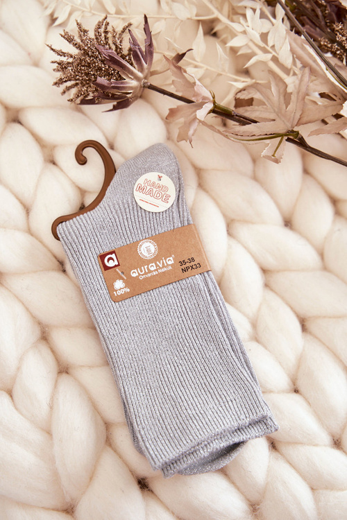 Women's Antibacterial Socks With Shiny Thread Grey