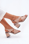 Elegant Women's Heeled Sandals Vinceza 62238 Beige