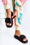 Women's Leather Slippers With A Buckle Black Devia