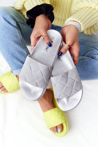 Women's Rubber Slippers Grey-Silver Let's Swim
