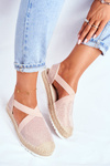 Women's Espadrilles Cutout Pink Brocade Motive