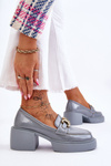 Fashionable Brogues Pumps On Massive Heels Light Blue Imani
