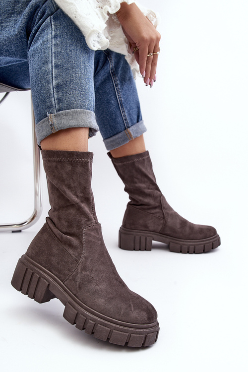 Grey flat-heeled work boots Divella