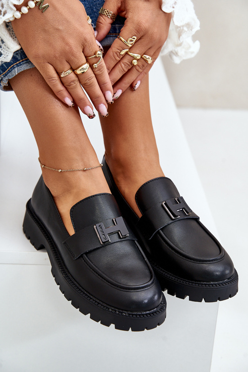 Damskie Mokasyny Z Eko Skóry Czarne Vinceza 62187