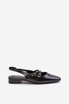 Lacquered Ballet Flats With Straps On Low Heel Black Bialettia