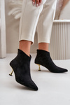 Women's Stiletto Heeled Eco Suede Boots Black Terlena