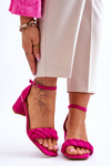 Suede High Heel Sandals With Decorative Braids Fuchsia Azela