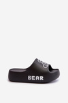 Women's Foam Slides on Chunky Sole with Bear Black Lamira