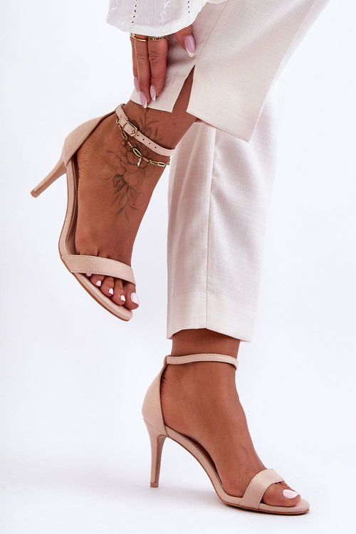 Classic Suede Sandals on Heel Light Beige Tossa
