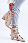 Leather Openwork Boots Maciejka 05508-22 Light beige