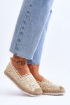 Lace Slip On Espadrilles Beige Blanco
