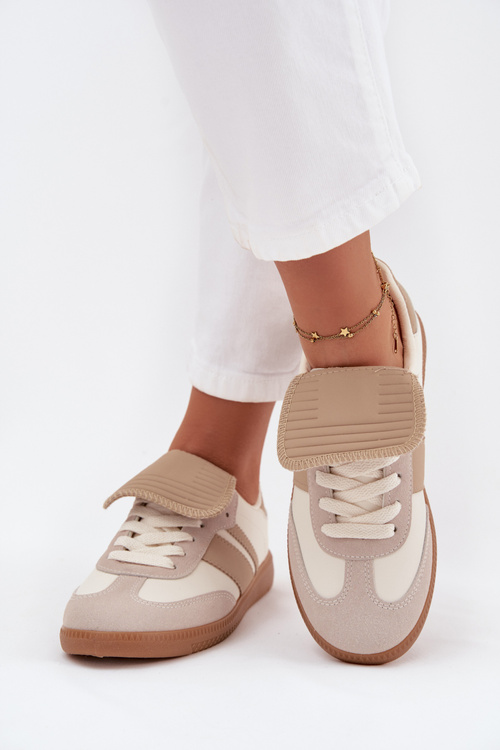 Low Women's Sneakers With Turned Tongue Beige Ardira