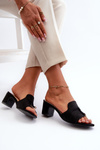 Women's Black Faux Suede Mules with Heel Jemenna