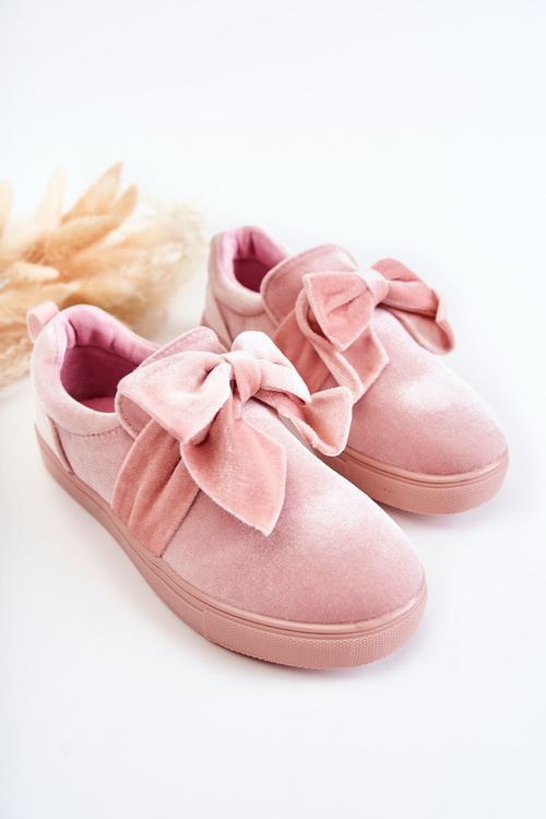 Children's Sneakers Slip-On With A Bow Pink Timma
