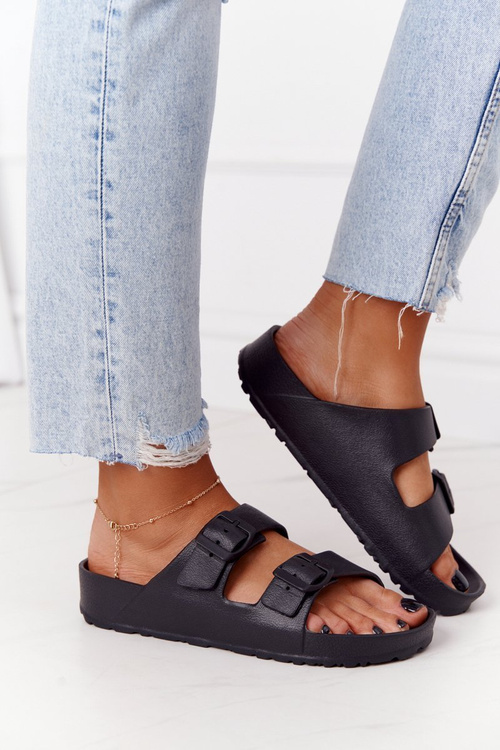 Damskie Gumowe Klapki Czarne Stacy