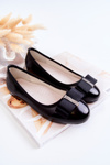 Leather Children's Ballerinas With A Decorative Bow Black Claril