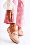 Women's Leather Loafers With A Bow Nude Aurila