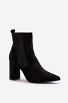 Women's Black Ankle Boots with Heel Tapara