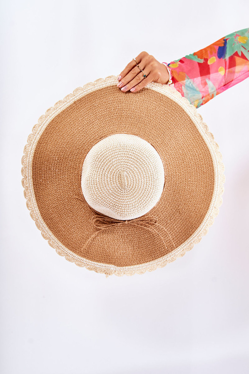 Women's hat with a belt Beige-brown Klara