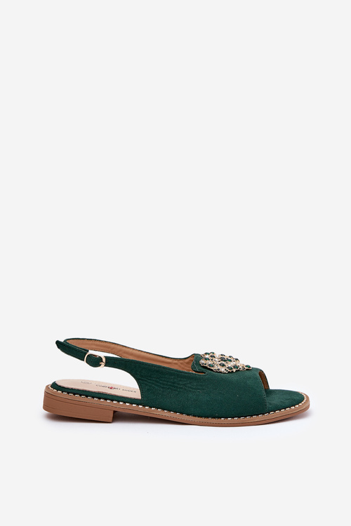 Women's sandals with gold decoration eco suede S.Barski KV27-059 brown