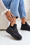 Damskie Buty Sportowe Skóra Naturalna Platforma Czarne Artiker 55C0035