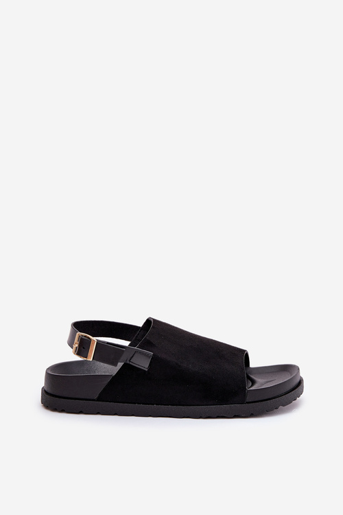 Women's Sandals Made Of Eco Suede On Platform Black Migola