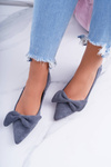 LU BOO Grey Moments Ballerinas with Detachable Bow