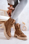 Suede openwork boots Camel Aileen