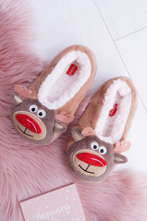 Home Women's SOXO Christmas Reindeer Ballerinas Beige