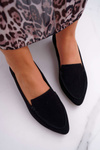 Women's Suede Leather Loafer Moccasins Black Homny
