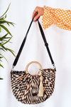 Braided Handbag Basket NOBO XK0490 Beige-Black