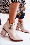 Leather Boots On High Heel Laura Messi 2506 Beige