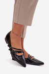 Patent Leather Ballerinas With Straps Black Palenna