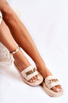 Fashionable Slippers With Chain Beige Megosa