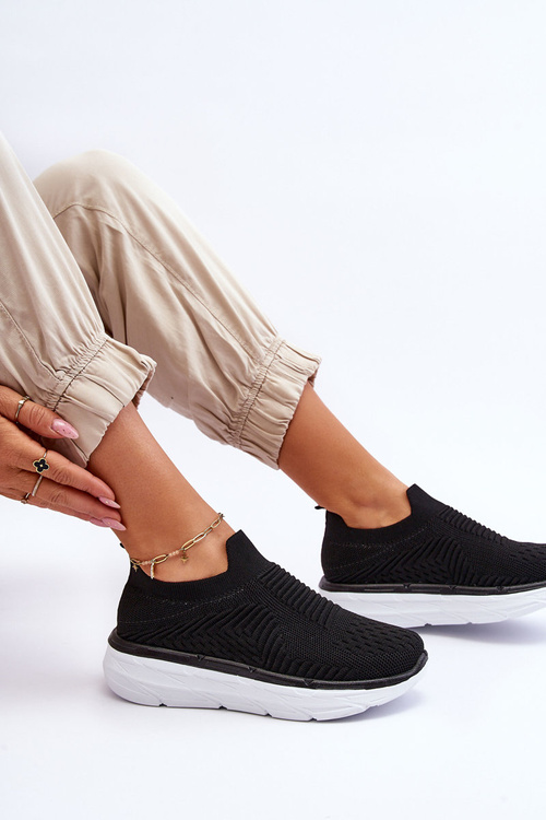 Buty Sportowe Damskie Wsuwane Czarne Ferive 7890-145