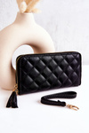 Large Fringed Quilted Wallet Black Selley