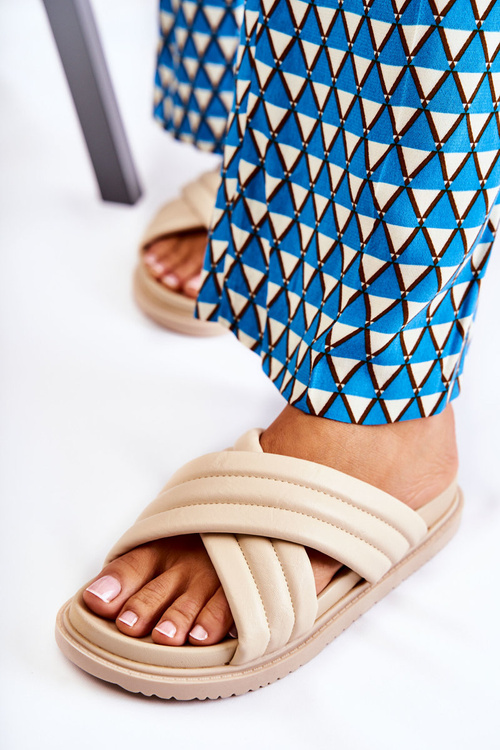 Classic Women's Leather Slippers Beige Daron