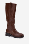 Women's Officer Boots With Low Heel Insulated Brown Averna