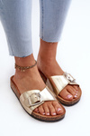 Women's Cork Platform Sandals with Gold Buckle Moaxi