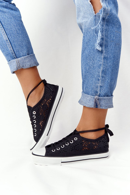 Damskie Koronkowe Trampki Czarne Candice