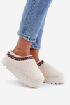 Snow Boots Slippers On Platform With Lambskin Light Beige Ovirissa