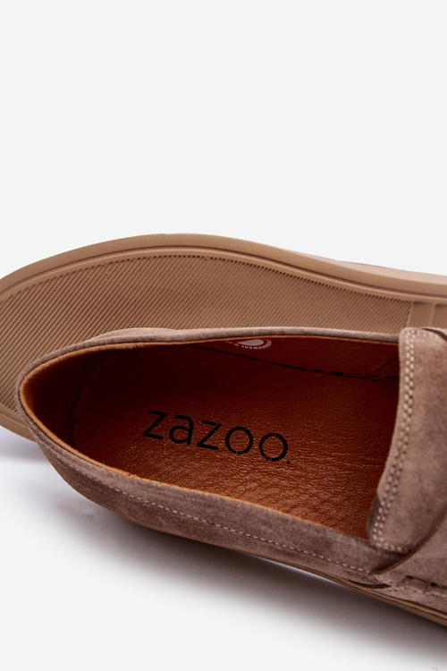 Men's Suede Loafer Shoes Zazoo 1574 Dark Beige