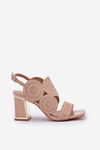 Embellished Heeled Sandals Dark Beige Delariona