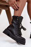 Women's trapper boots made of eco leather black Bellora