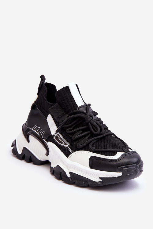 Sneakersy Damskie Skarpetkowe Wsuwane Czarne Keaton BL322P
