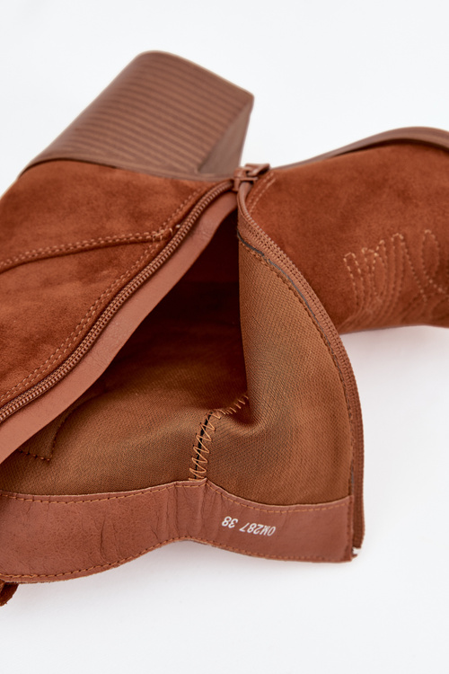 Women's cowboy ankle boots on heel Camel Jessa